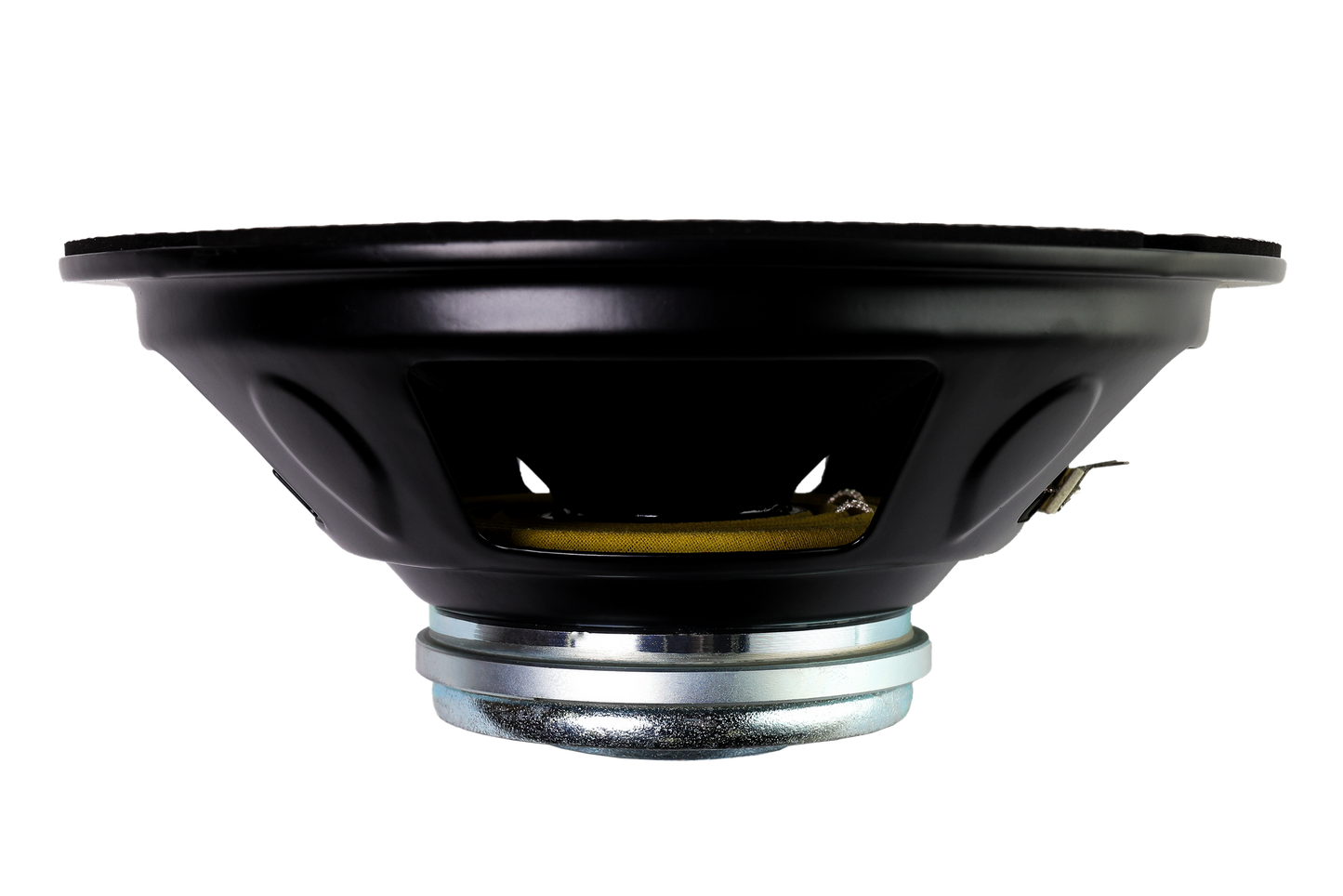 The American Bass NEO 8" Midrange Speaker, a black and silver round driver with a neodymium magnet, is shown in side view against a plain white background. Power handling: 400 Watts.