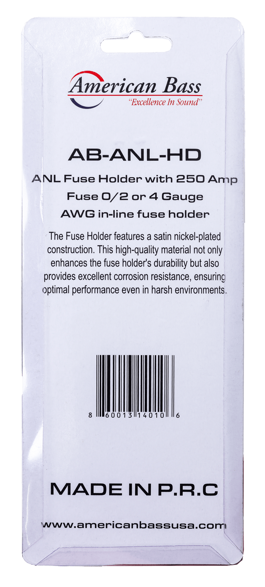 ANL Fuse Holder with 250 Amp Fuse (0/2 or 4 Gauge) - American Bass Audio