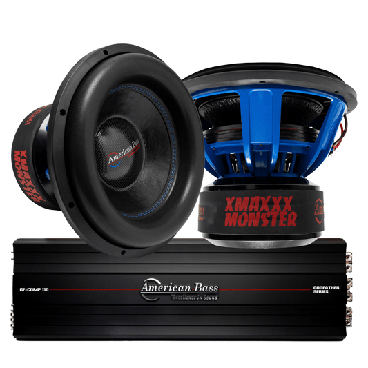 Power Pack: 2 XMAXXX Monster 15” Subwoofers + Godfather Comp 11D Amplifier - American Bass Audio