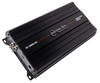 A black American Bass Godfather 2000.1D car amplifier is shown at an angle, highlighting its top branding and connection ports, engineered for powerful bass performance.