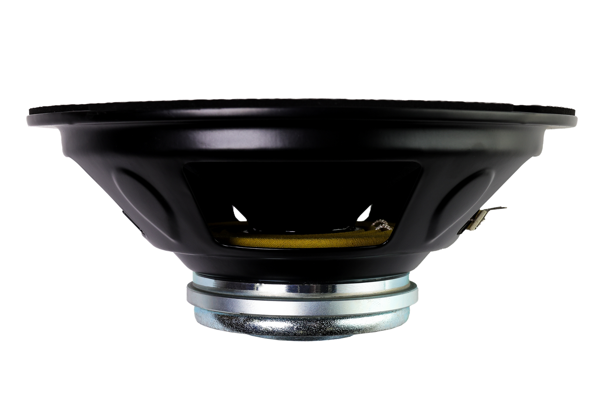 The American Bass NEO 8" Midrange Speaker, a black and silver round driver with a neodymium magnet, is shown in side view against a plain white background. Power handling: 400 Watts.