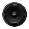 A close-up of the American Bass HAWK 6.5" Midrange Speaker (500 Watts), featuring "HAWK By American Bass" at the center and a textured black and red rim, set against a plain white background.