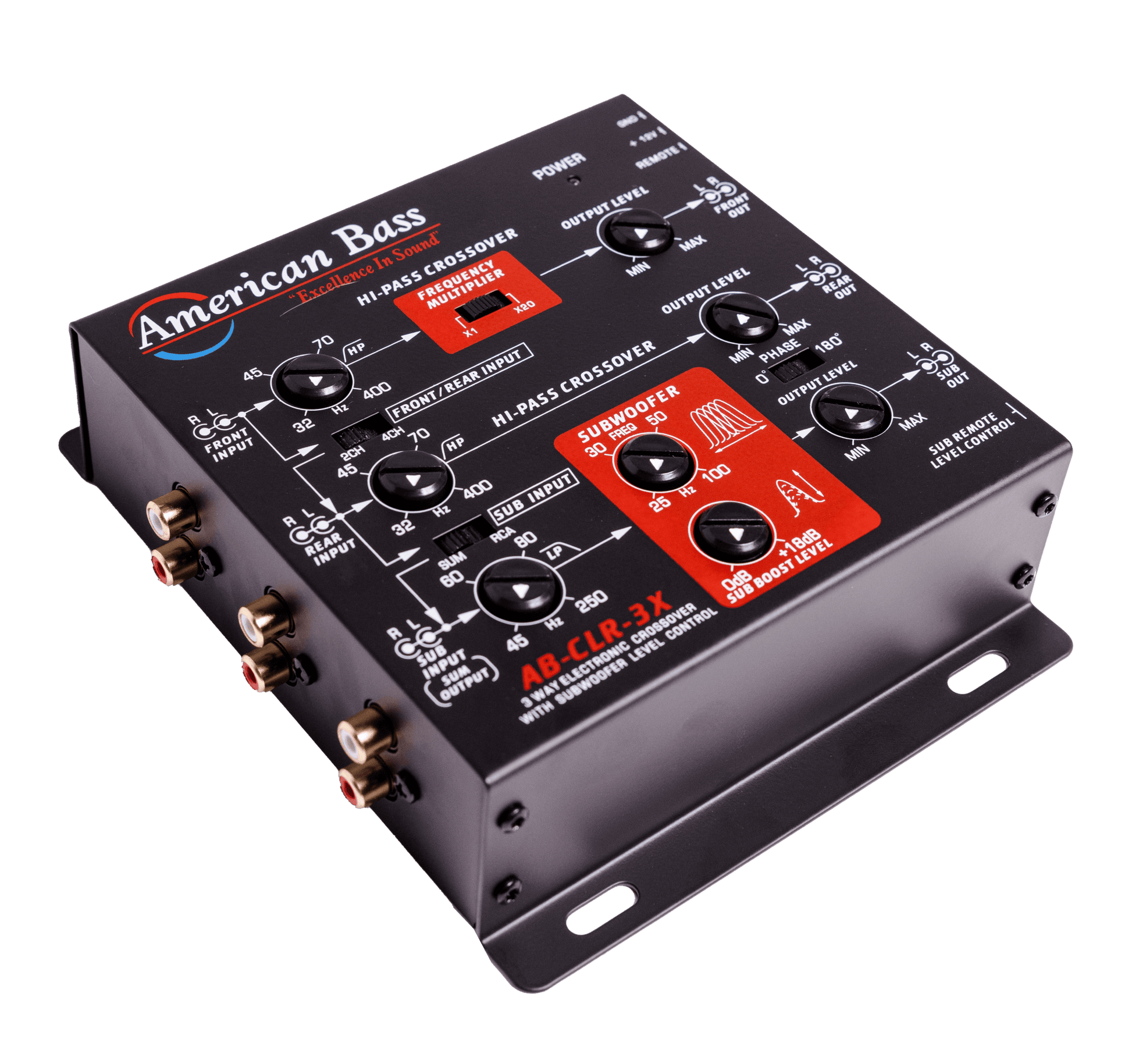 AB - CLR - 3X 3 - Way Active Electronic Crossover with Subwoofer Level Control - American Bass Audio