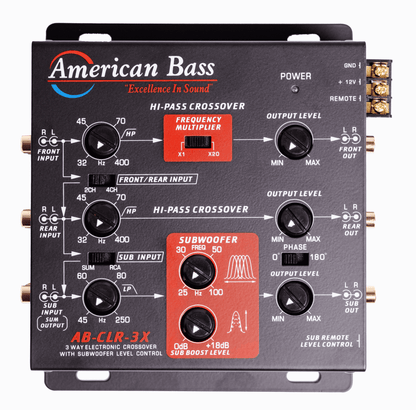 AB - CLR - 3X 3 - Way Active Electronic Crossover with Subwoofer Level Control - American Bass Audio