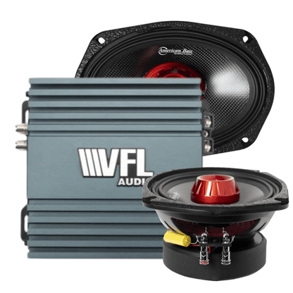 Biker Rebel Bundle — 2x Biker 6x9" Midrange + VFL Rebel REBEL-900.4 Amplifier - American Bass Audio