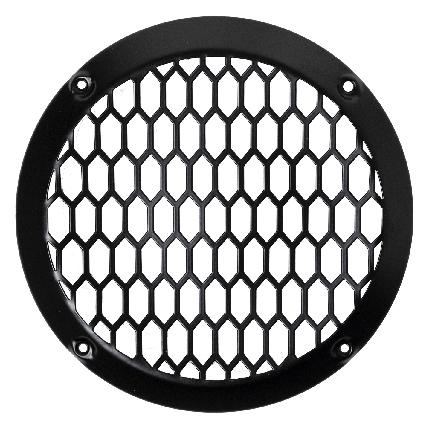 Round black hexagonal mesh grille for the American Bass Audio Biker Series 6.5" Midrange Speaker — honeycomb pattern with four-screw mounting.