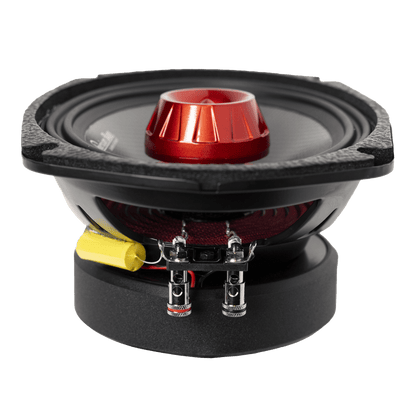 Rear view of the American Bass Audio Biker Series 6x9 Midrange Speaker (400W) showing the speaker terminals and ferrite motor structure.