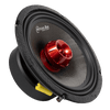 A close-up of the American Bass Biker Series 8" Midrange Speaker, 400 Watts, featuring a textured carbon fiber cone, red metallic center, and visible side wiring, isolated on a white background.