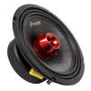 A close-up of the American Bass Audio Biker Series 8" Midrange Speaker (400 Watts), featuring a textured black cone, red metallic center, and black outer ring—highlighting its high-performance audio design on a white background.