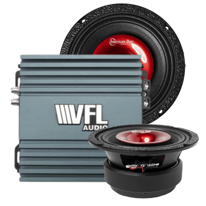 Falcon Rider Bundle — 2x Falcon Series 6.5" Midrange Speakers + VFL Rebel REBEL-900.4 Amplifier - American Bass Audio