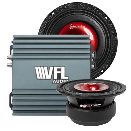 Falcon Rider Bundle — 2x Falcon Series 6.5" Midrange Speakers + VFL Rebel REBEL-900.4 Amplifier - American Bass Audio
