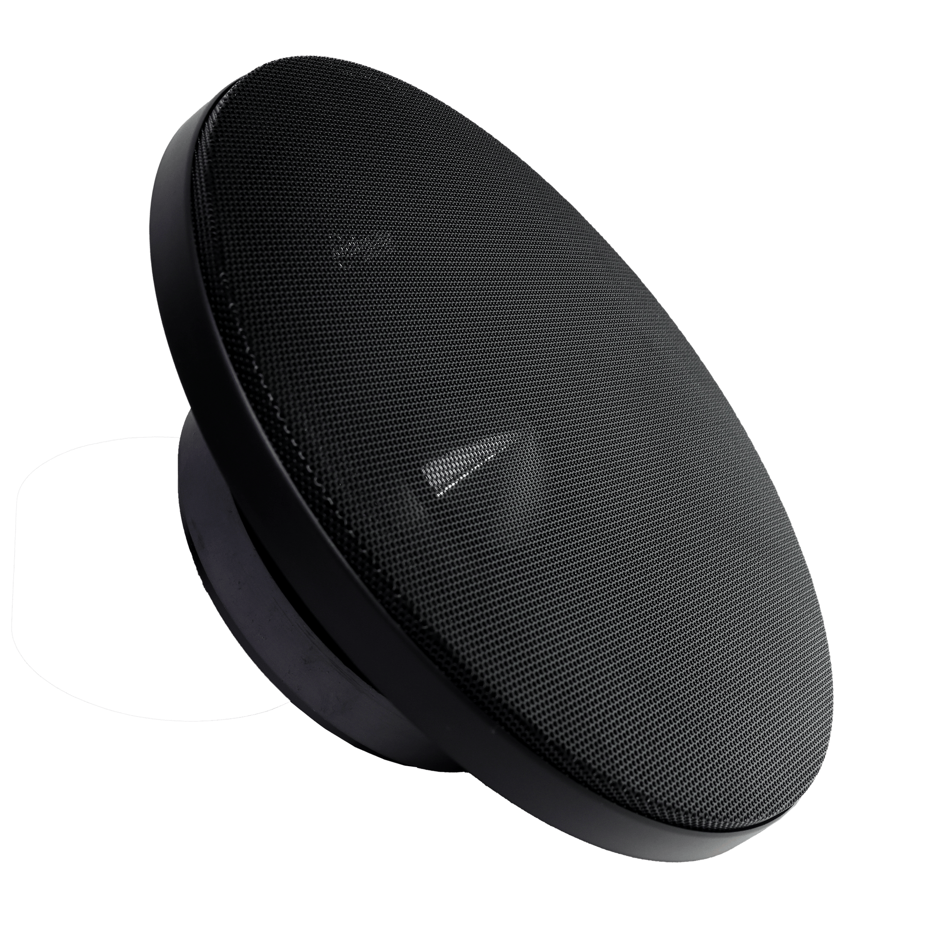 A round, black American Bass Godfather 10″ Midrange Speaker (500 Watts) with a mesh grille is angled slightly upward against a plain white background.