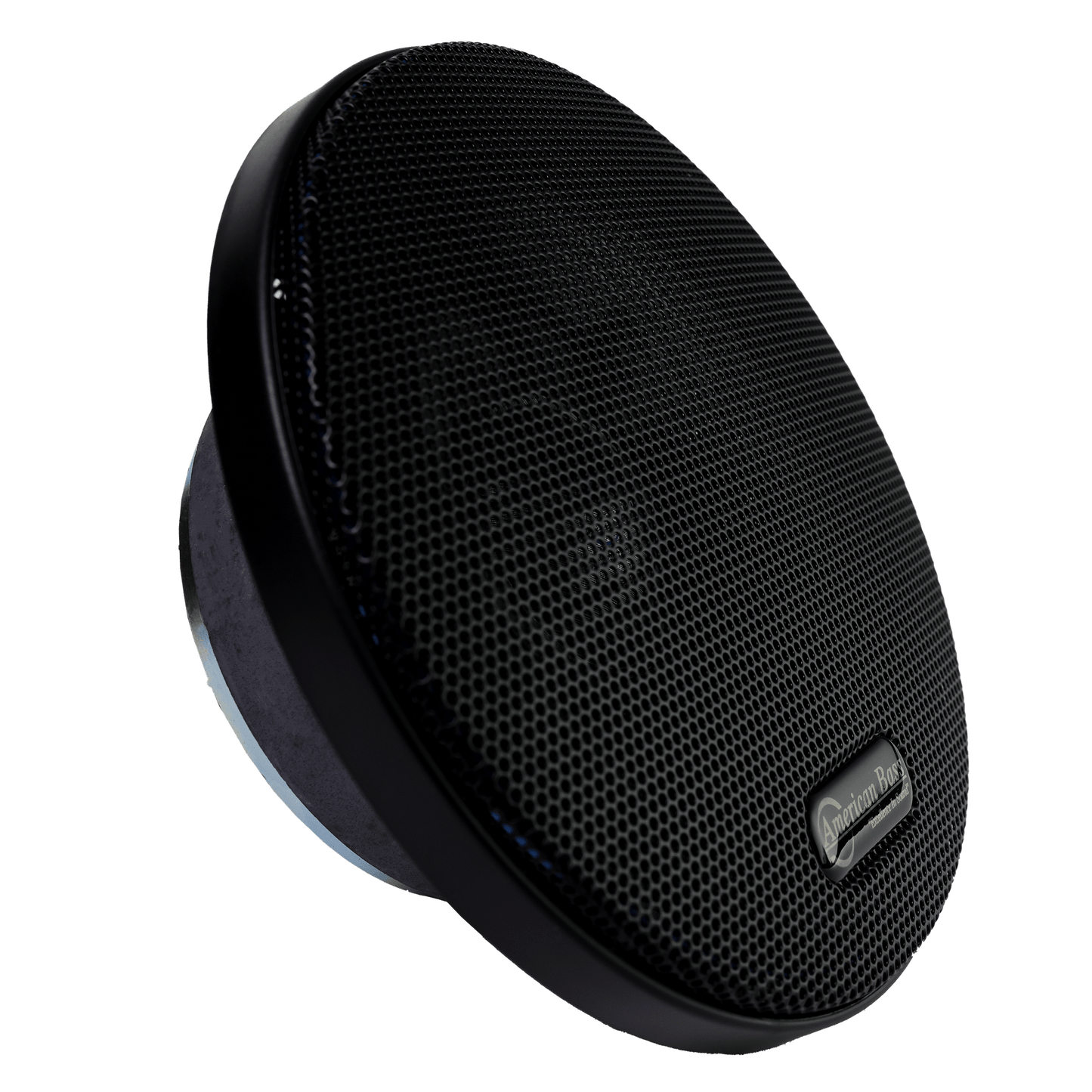 The American Bass Godfather 6.5 Carbon Cone Midrange Speakers (200W pair) feature a black circular design with a mesh grille and carbon fiber cone, shown at an angle on a white background—perfect for car audio enthusiasts.