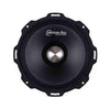A top view of the American Bass Godfather 6.5″ Midrange Speaker (300 Watts) shows its black body, silver center, brand logo, and circular car audio design with mounting holes on the edges.