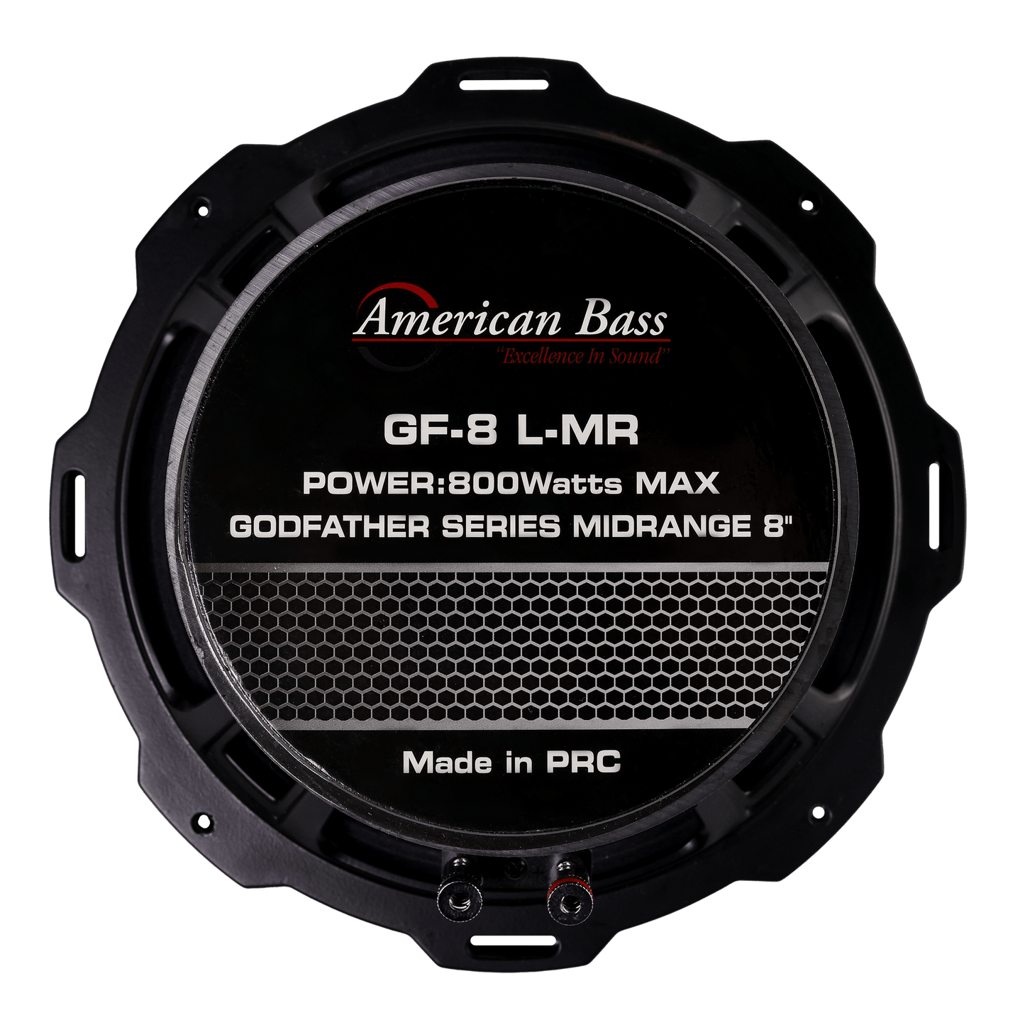The American Bass Godfather 8″ Midrange Speaker delivers 400 Watts of power, perfect for high-performance car audio systems. This round black speaker is part of the acclaimed Midranges series.