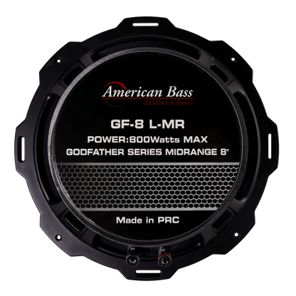 The American Bass Godfather 8″ Midrange Speaker delivers 400 Watts of power, perfect for high-performance car audio systems. This round black speaker is part of the acclaimed Midranges series.