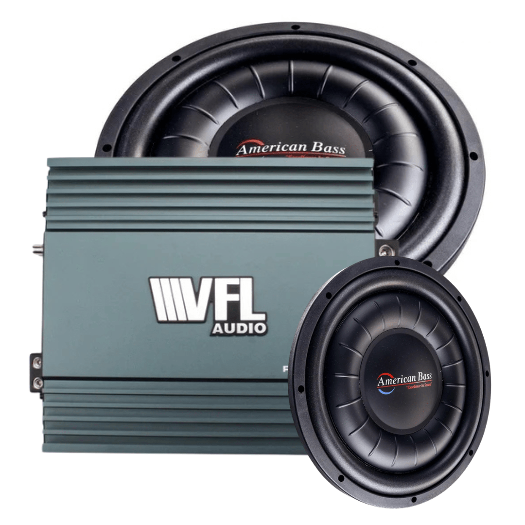 Slim Rebel Bundle — 2x Hawk Slim 12" Subwoofers + VFL Rebel REBEL-5000.1 Amplifier - American Bass Audio