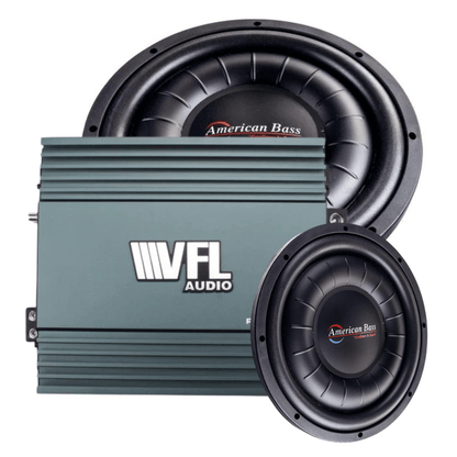 Slim Rebel Bundle — 2x Hawk Slim 12" Subwoofers + VFL Rebel REBEL-5000.1 Amplifier - American Bass Audio